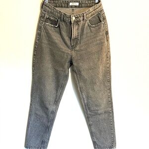 Bershka Gray Wash Denim, Straight Loose Fit, 100% Cotton, Size 6